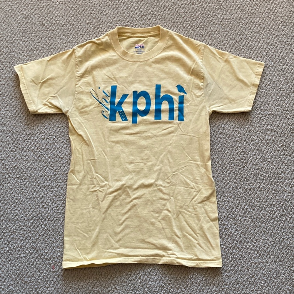 Hanes Chi Kappa Phi Yellow T-Shirt Unisex Size Small Soft Stretch Like New